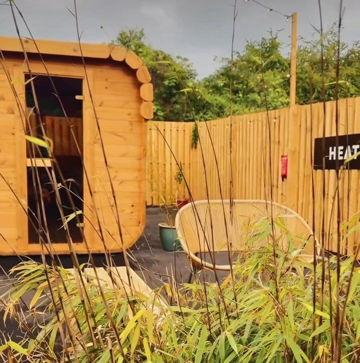 Outdoor sauna and quiet recovery space at Fuse Saunas