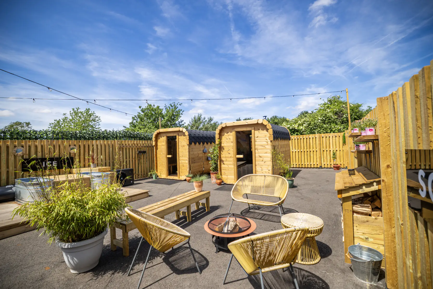 Wood-fired and electric saunas, ice baths and social recovery space at Fuse Saunas